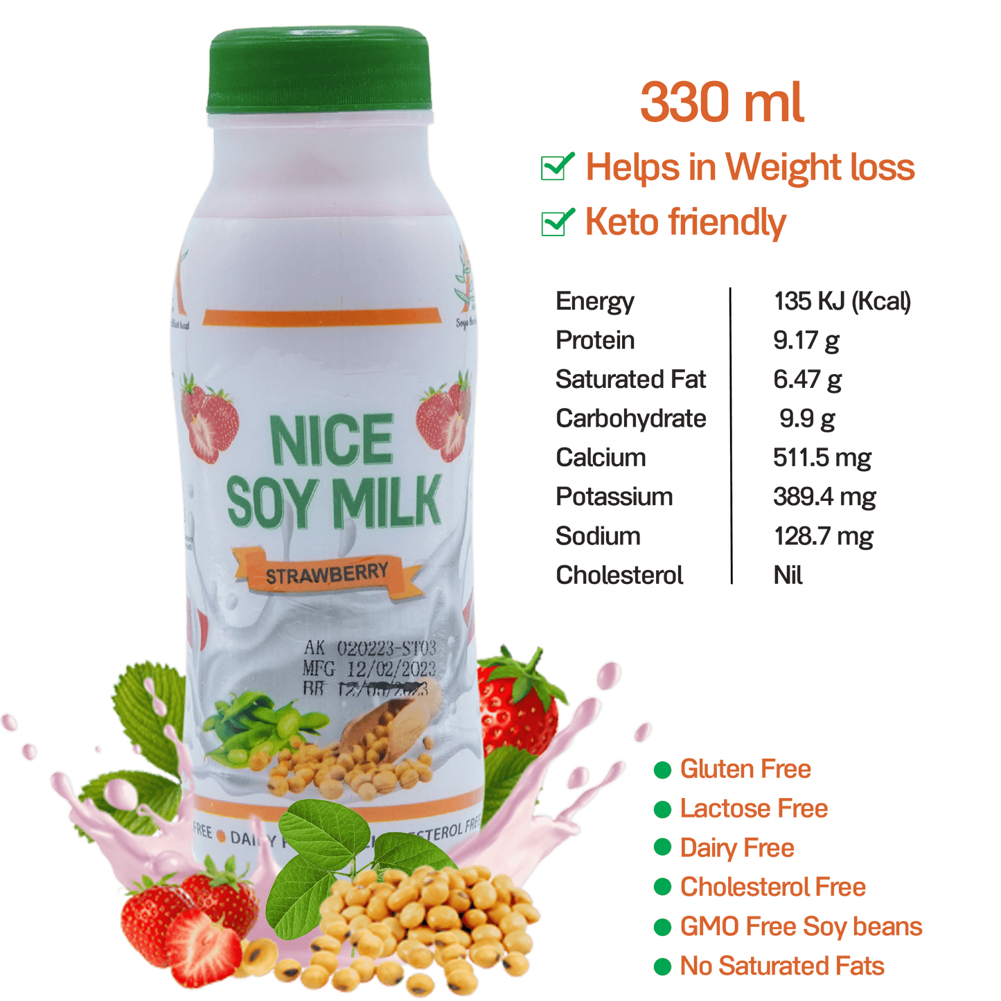 STRAWBERRY SOY MILK - 330ML